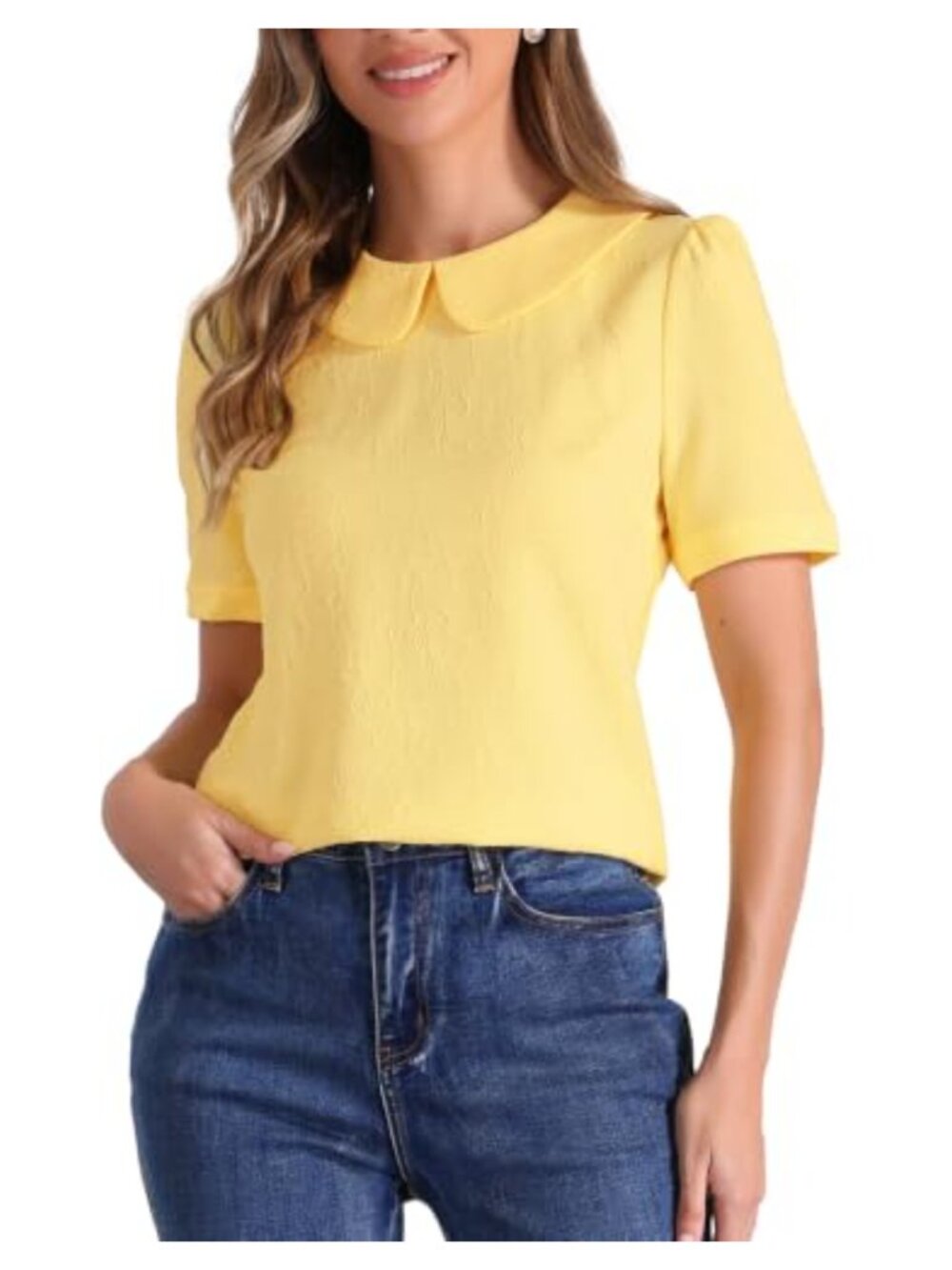 Peter Pan Collar Puff Sleeve Floral Blouse Women Top